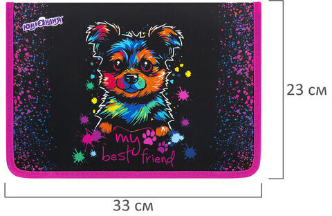 Папка для труда на молнии ЮНЛАНДИЯ А4, 1 отделение, откидная планка, органайзер, "True friend", 272221