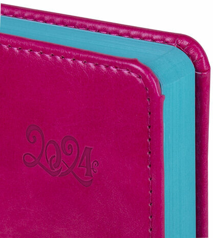 Ежедневник датированный 2024 А5 138x213 мм, BRAUBERG "Rainbow", под кожу, розовый, 114871