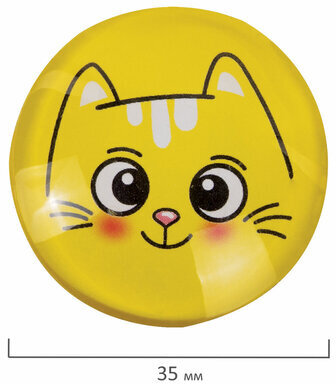 Магниты стеклянные 35 мм для досок магнитно-маркерных, НАБОР 6 шт., "3D Коты", BRAUBERG KIDS, круглые, блистер, 272516