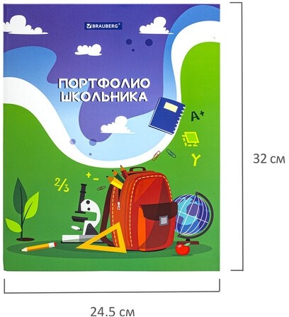 Папка-портфолио школьника/дошкольника "ШКОЛЬНАЯ ИСТОРИЯ", 4 кольца, обложка твёрдая матовая, BRAUBERG, 115241