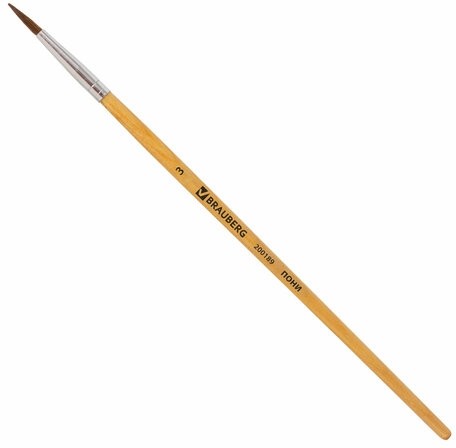 Кисть BRAUBERG, пони, круглая, № 3, 200189