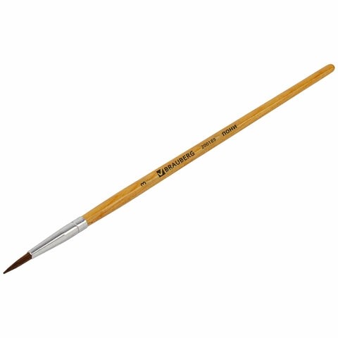 Кисть BRAUBERG, пони, круглая, № 3, 200189