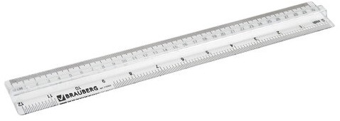 Линейка пластиковая 30 см, BRAUBERG, с держателем, прозрачная, европодвес, 210303