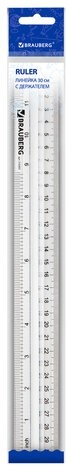 Линейка пластиковая 30 см, BRAUBERG, с держателем, прозрачная, европодвес, 210303