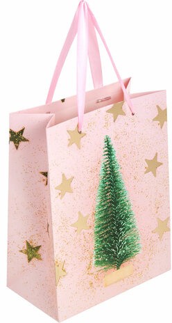 Пакет подарочный (1 штука) новогодний 18x10x23 см, ЗОЛОТАЯ СКАЗКА &quot;Pink Ivory&quot;, фольга, 608234