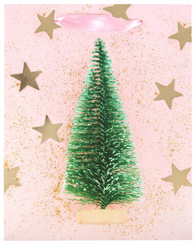 Пакет подарочный (1 штука) новогодний 18x10x23 см, ЗОЛОТАЯ СКАЗКА "Pink Ivory", фольга, 608234