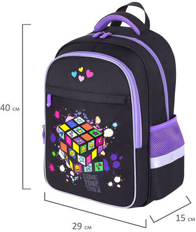 Рюкзак BRAUBERG FAVOUR, 2 отделения, 3 кармана, "Bright cube", 40х29х15 см, 271418