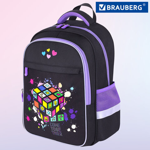 Рюкзак BRAUBERG FAVOUR, 2 отделения, 3 кармана, "Bright cube", 40х29х15 см, 271418