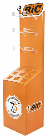 Стойка напольная для размещения товара BIC, 180х40х40 см, 9 отделений, 6 крючков, БЕЗ НАПОЛНЕНИЯ, 504158