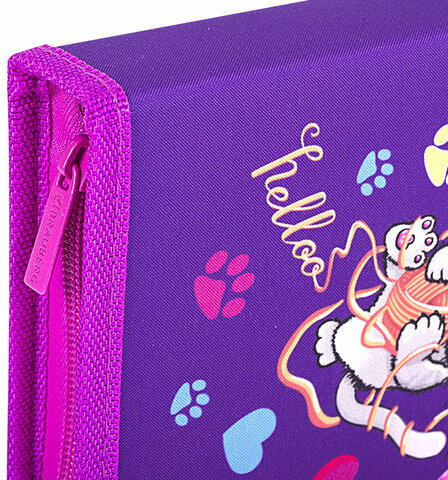 Пенал BRAUBERG, 1 отделение, 1 откидная планка, полиэстер, 21х14 см, "Playing kitty", 271521