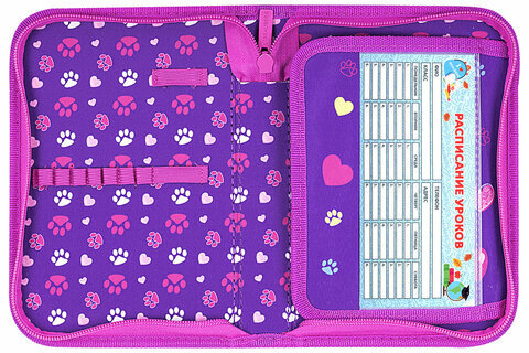 Пенал BRAUBERG, 1 отделение, 1 откидная планка, полиэстер, 21х14 см, "Playing kitty", 271521