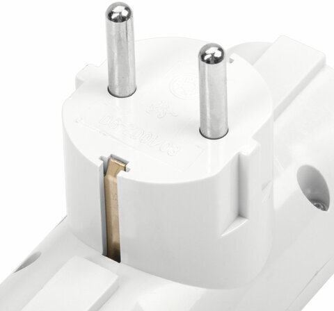 Сетевой тройник SONNEN U-030G, 3 розетки, с заземлением, 16 А, белый, 511441