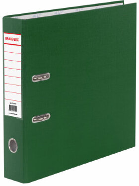 Папка-регистратор BRAUBERG с покрытием из ПВХ, 70 мм, зеленая (удвоенный срок службы), 221818