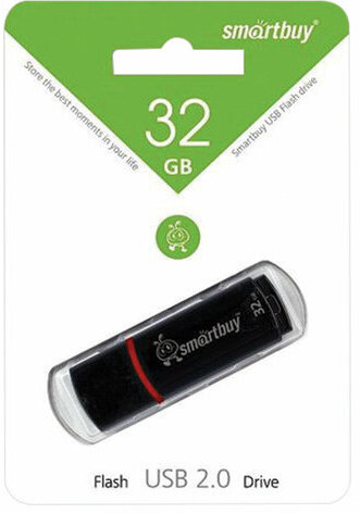 Флеш-диск 32 GB, SMARTBUY Crown, USB 2.0, черный, SB32GBCRW-K