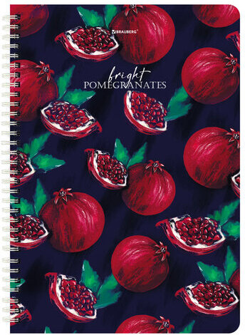 Тетради КОМПЛЕКТ 2 шт., А4, 96 л., BRAUBERG гребень, клетка, глянцевый лак, "Гранаты", 404389