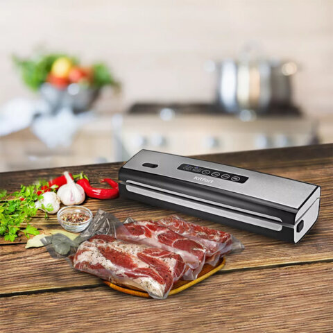 Вакууматор/вакуумный упаковщик KITFORT КТ-1510, 130 Вт, 2 режима, ширина пакета до 29 см, серебристый