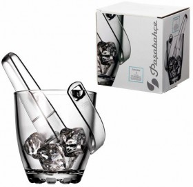 Ведерко для льда стеклянное, с пластиковыми щипцами, высота 130 мм, PASABAHCE &quot;СИЛЬВАНА&quot;, 53628