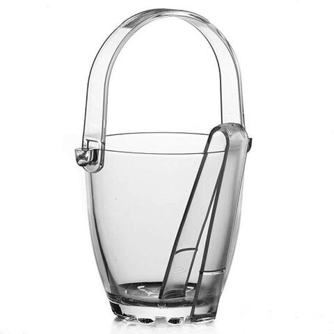 Ведерко для льда стеклянное, с пластиковыми щипцами, высота 130 мм, PASABAHCE "СИЛЬВАНА", 53628