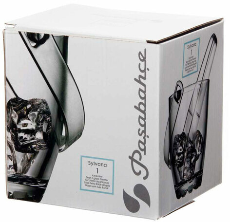 Ведерко для льда стеклянное, с пластиковыми щипцами, высота 130 мм, PASABAHCE "СИЛЬВАНА", 53628