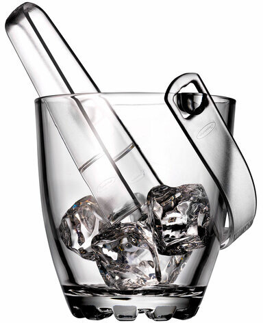 Ведерко для льда стеклянное, с пластиковыми щипцами, высота 130 мм, PASABAHCE "СИЛЬВАНА", 53628
