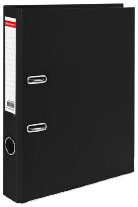 Папка-регистратор, покрытие пластик, 50 мм, ПРОЧНАЯ, с уголком, BRAUBERG, черная, 226589