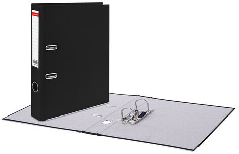 Папка-регистратор, покрытие пластик, 50 мм, ПРОЧНАЯ, с уголком, BRAUBERG, черная, 226589