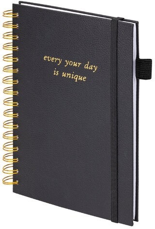 Бизнес-тетрадь на гребне А5 148х216 мм, BRAUBERG "Calipso" под кожу, резинка, клетка, 80 л., черная, 116252