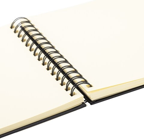 Скетчбук, слоновая кость 140 г/м2 200х200 мм, 80 л., КОЖЗАМ, гребень, BRAUBERG ART CLASSIC, черный, 116476