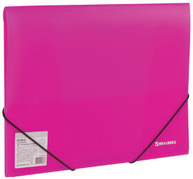Папка на резинках BRAUBERG &quot;Neon&quot;, неоновая, розовая, до 300 листов, 0,5 мм, 227462