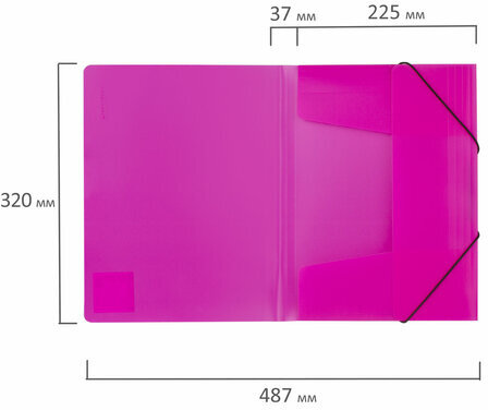 Папка на резинках BRAUBERG "Neon", неоновая, розовая, до 300 листов, 0,5 мм, 227462