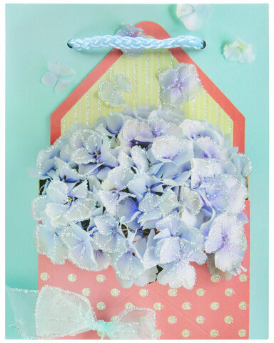 Пакет подарочный 11,4x6,4x14,6 см ЗОЛОТАЯ СКАЗКА "Summer Flowers", глиттер, голубой, 608246