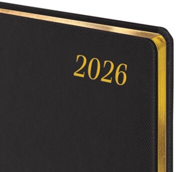 Еженедельник датированный 2026, БОЛЬШОЙ ФОРМАТ 210х297 мм, А4, BRAUBERG "Iguana", под кожу, черный, 117153
