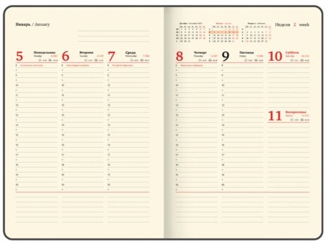 Еженедельник датированный 2026, БОЛЬШОЙ ФОРМАТ 210х297 мм, А4, BRAUBERG "Iguana", под кожу, черный, 117153