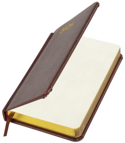 Ежедневник датированный 2026, МАЛЫЙ ФОРМАТ 100х150 мм, А6, BRAUBERG "Iguana", под кожу, коричневый, 117253