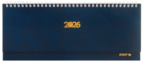 Планинг датированный 2026 300х130 мм, STAFF, гребень, обложка бумвинил, 64 л., синий, 117358