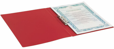 Папка с боковым металлическим прижимом STAFF, красная, до 100 листов, 0,5 мм, 229234