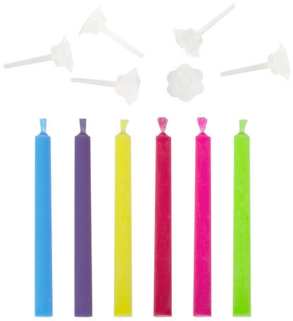 Набор свечей для торта с цветным пламенем 6 шт., 6 см, с держателями, ЗОЛОТАЯ СКАЗКА, 591459