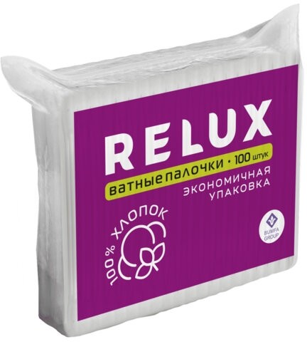 Ватные палочки 100 шт., RELUX, пакет, 1205