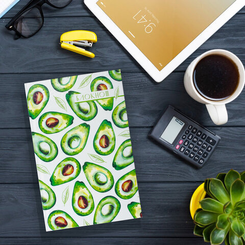 Блокнот (135х206 мм) А5 STAFF, 80 л., твердый, клетка, "Авокадо", 111598