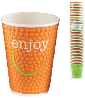 Одноразовые стаканы 300 мл, КОМПЛЕКТ 40 шт., бумажные двухслойные, &quot;Impresso Enjoy&quot;, холодное/горячее, HUHTAMAKI, -0951, 71B1200/15-0951