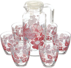 Набор столовый, 7 предметов, кувшин 1300 мл + 6 стаканов 285 мл, &quot;Red Dream&quot;, PASABAHCE, 95972BD1