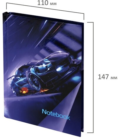 Блокнот МАЛЫЙ ФОРМАТ (110х147 мм), А6, 80 л., твёрдый, клетка, BRAUBERG KIDS, "Super Car", 114441