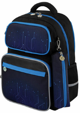 Рюкзак ЮНЛАНДИЯ COMPLETE, с пеналом в комплекте, эрго-спинка, &quot;Electro&quot;, 42х29х14 см, 270666