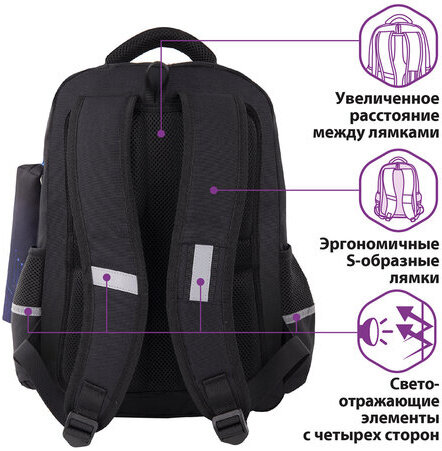 Рюкзак ЮНЛАНДИЯ COMPLETE, с пеналом в комплекте, эрго-спинка, "Electro", 42х29х14 см, 270666