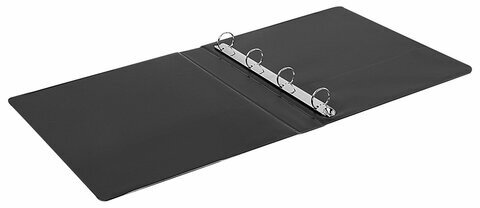 Папка на 4 кольцах, ПРОЧНАЯ, картон/ПВХ, BRAUBERG "Office", ЧЕРНАЯ, 40 мм, до 250 листов, 271849