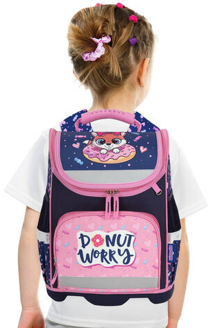 Ранец ЮНЛАНДИЯ WISE, 1 отделение, 3 кармана, устойчивое дно, "Donut worry", 37x29х15 см, 272073