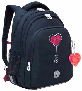 Рюкзак GRIZZLY школьный, анатомическая спинка, 3 отделения, для девочек, LOVE, 40х27х20 см, RG-361-2/3