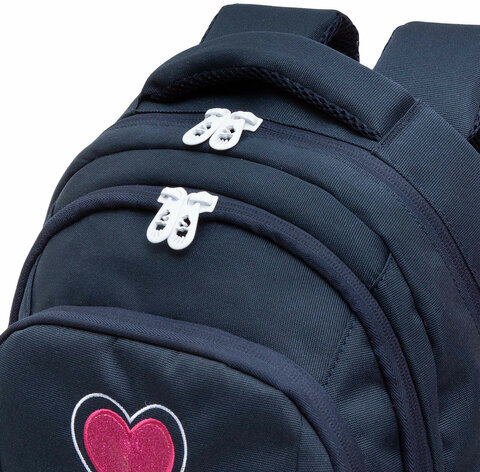 Рюкзак GRIZZLY школьный, анатомическая спинка, 3 отделения, для девочек, LOVE, 40х27х20 см, RG-361-2/3