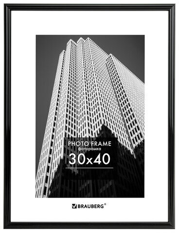 Рамка 30х40 см небьющаяся, багет 14 мм, пластик, BRAUBERG "Original", черная, 391230
