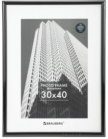 Рамка 30х40 см небьющаяся, багет 14 мм, пластик, BRAUBERG "Original", черная, 391230
